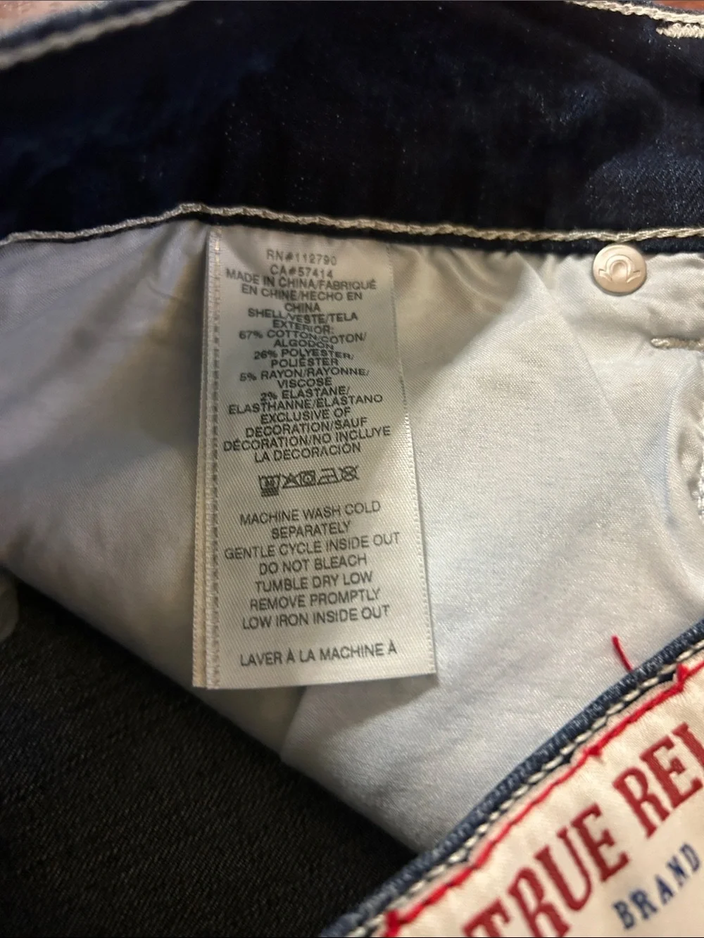 🆕 NWT True Religion Rocco Relaxed Skinny Jeans Men’s 30x32 Dark Wash Horseshoe